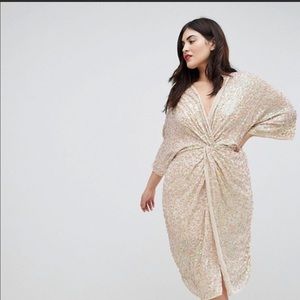 ASOS sequin kimono dress in gold
